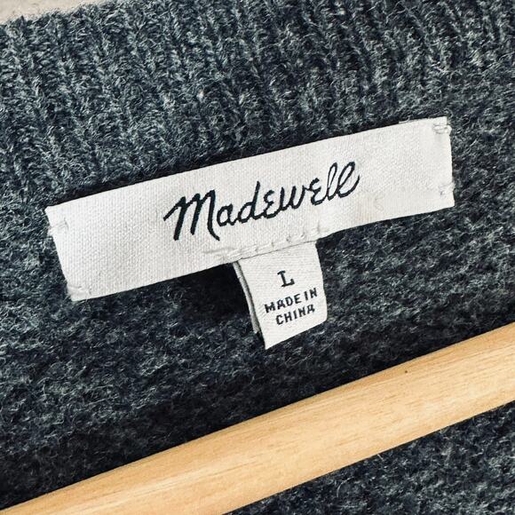 MADEWELL Lace Up Marino Wool Sweater Dress Womans Large Gray Cozy Chic - Picture 8 of 11